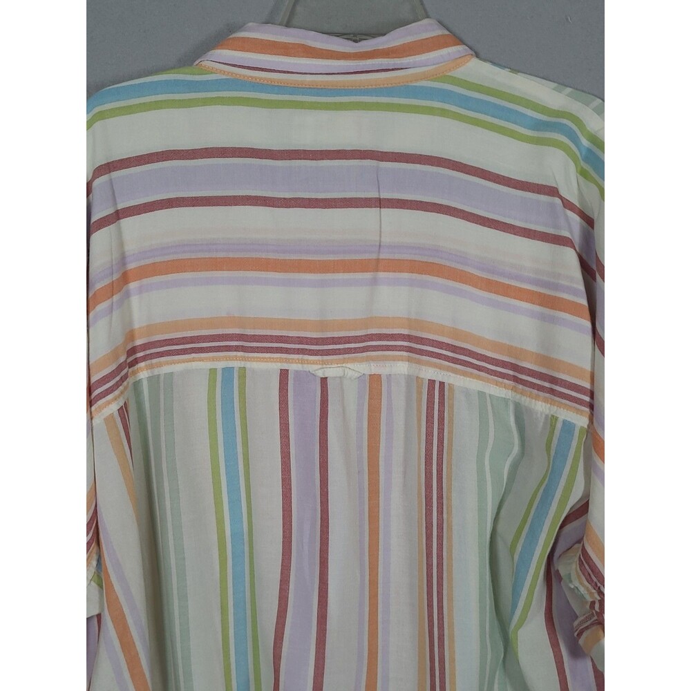 American Eagle Tunic Womens L White Pastel Striped Flowy Boho Button Up Shirt - Picture 4 of 11